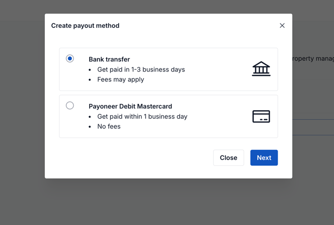 create payout method